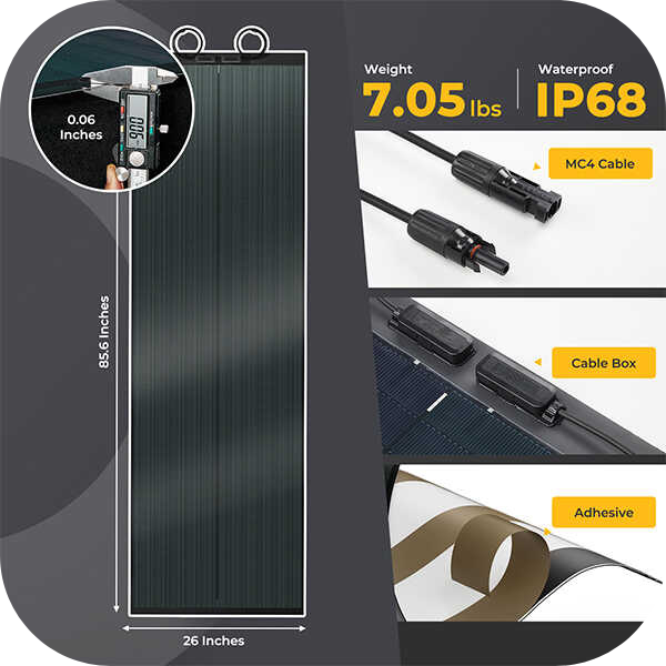 BougeRV Yuma 200W CIGS Flexible Solar Panel & 40A MPPT Solar Charge Controller | ISE138-119 Limited Stock