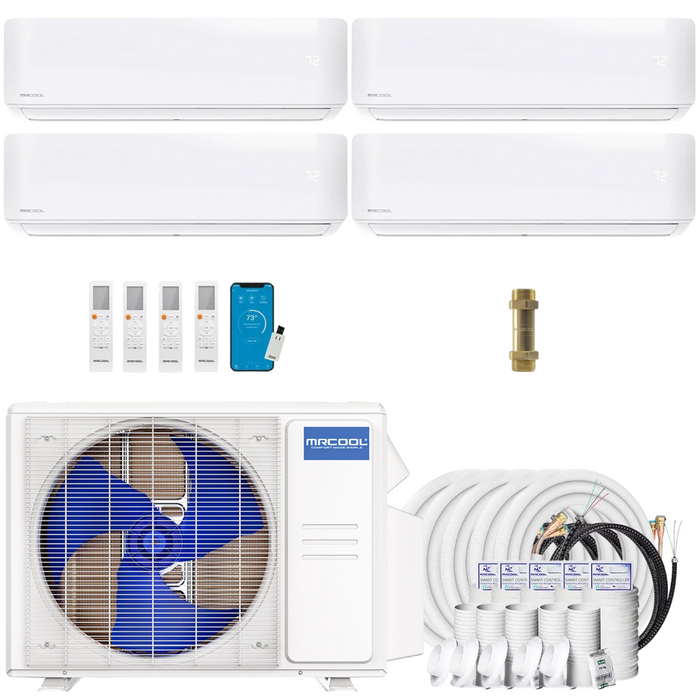 Buy MRCOOL DIY 4th Gen 4-Zone Mini Split Bundle: 36K BTU Ductless Air Conditioner & Heat Pump with 36K (9K + 9K + 9K + 9K) Wall Air Handlers, 185 ft. Total Lineset (25 + 25 + 35 + 50 + 50), Coupler and Install Kit | DIYM436HPW00C116