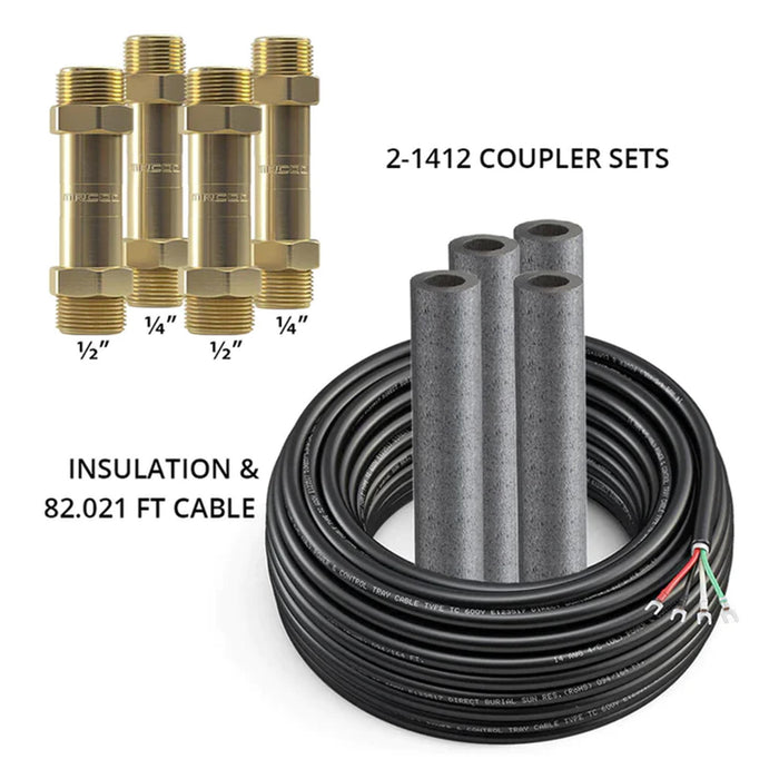 Zoomed in View of Lineset Connectors For MRCOOL DIY 4th Gen 2-Zone Mini Split Bundle: 36K BTU Ductless Air Conditioner & Heat Pump with 36K (18K + 18K) Wall Air Handlers, 141 ft. Total Lineset (16 + 25 + 50 + 50), Couplers and Install Kit | DIYM236HPW03C26