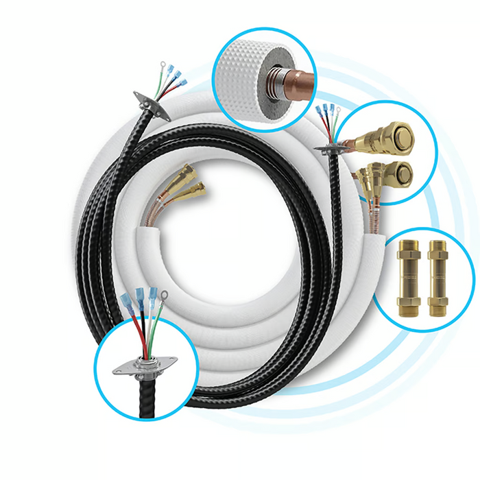 Lineset with Armored Cable For MRCOOL DIY 4th Gen 2-Zone Mini Split Bundle: 48K BTU Ductless Air Conditioner & Heat Pump with 54K (18K + 36K) Wall Air Handlers, 91 ft. Total Lineset (16 + 25 + 50), Coupler and Install Kit | DIYM248HPW04C12