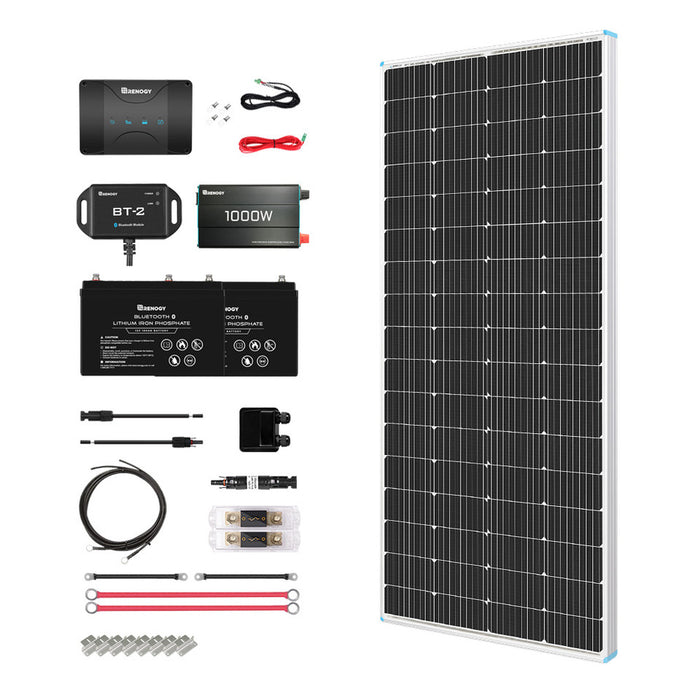 Buy Renogy 200W 12V Solar RV Kit (Customizable) (2*100W 12V Rigid Solar Panel, 2*12V 100Ah LiFePO4 Battery W/ Bulit-in Bluetooth And 1000W 12V Pure Sine Wave Inverter)