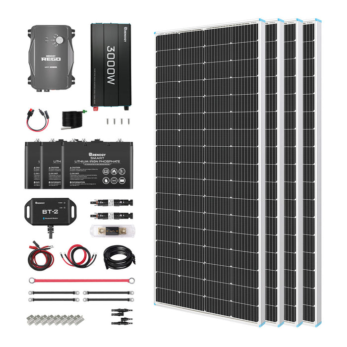 Buy Renogy 800W 12V General Off-Grid Solar Kit W/ 4*200W Rigid Panels (Customizable) (Rover 60A MPPT W/LCD & BT2 Module And 3*12V 100Ah Self-Heating LiFePO4 Battery W/BT2 Module)