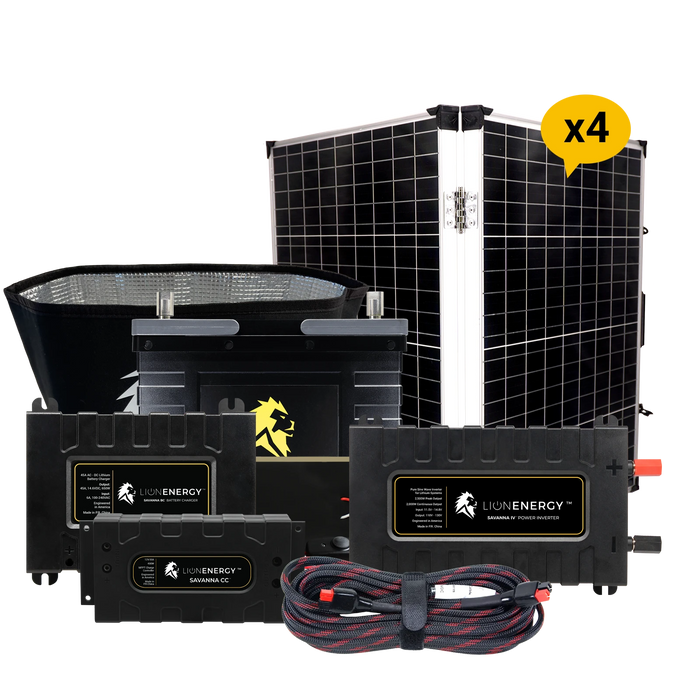Lion Energy RV and Off-Grid 12V Lithium Battery 105Ah Solar Power System with Inverter