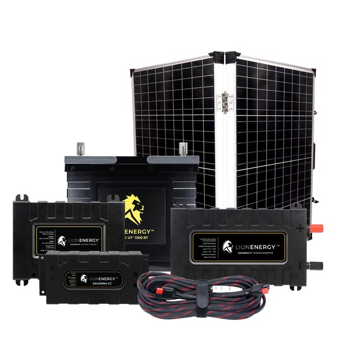 Buy Lion Energy RV and Off-Grid 12V Lithium Battery 105Ah Solar Power System with Inverter (0 Battery Warmers, 2 Solar Panels And 1 Battery Charger)