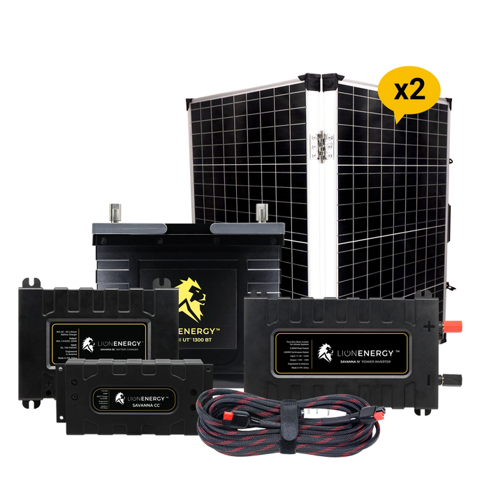 Buy Lion Energy RV and Off-Grid 12V Lithium Battery 105Ah Solar Power System with Inverter (0 Battery Warmers, 3 Solar Panels And 1 Battery Charger)