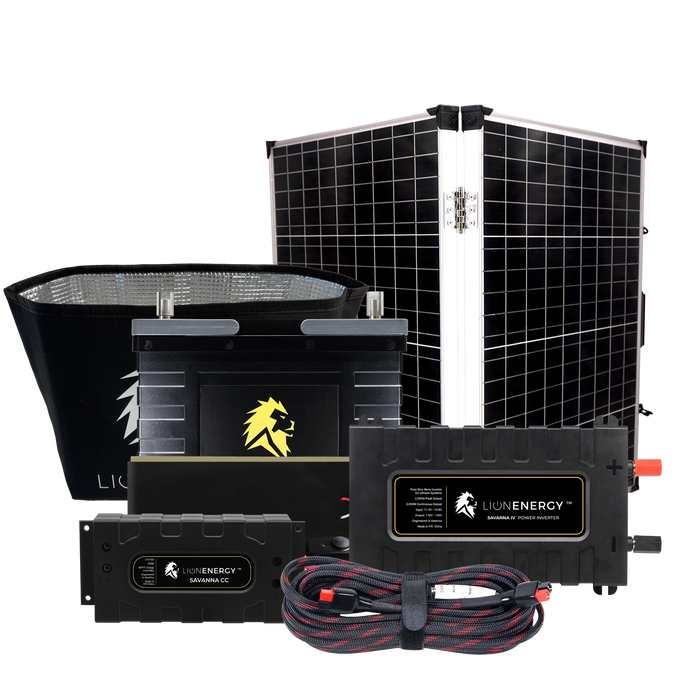 Buy Lion Energy RV and Off-Grid 12V Lithium Battery 105Ah Solar Power System with Inverter (1 Battery Warmer, 2 Solar Panels And 0 Battery Chargers)
