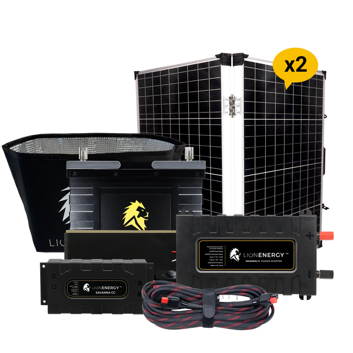 Buy Lion Energy RV and Off-Grid 12V Lithium Battery 105Ah Solar Power System with Inverter (1 Battery Warmer, 3 Solar Panels And 0 Battery Chargers)