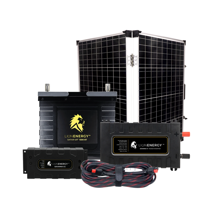Buy Lion Energy RV and Off-Grid 12V Lithium Battery 105Ah Solar Power System with Inverter (0 Battery Warmers, 2 Solar Panels And 0 Battery Chargers)