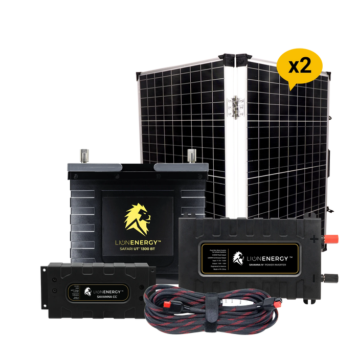 Buy Lion Energy RV and Off-Grid 12V Lithium Battery 105Ah Solar Power System with Inverter (0 Battery Warmers, 3 Solar Panels And 0 Battery Chargers)