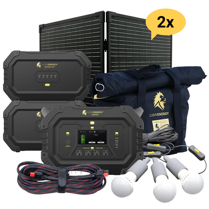 Lion Energy Safari LifFePO4 7,000Wh, 3,000W Portable Power Station/Generator Bundle | Safari + 2x Expansion Pack