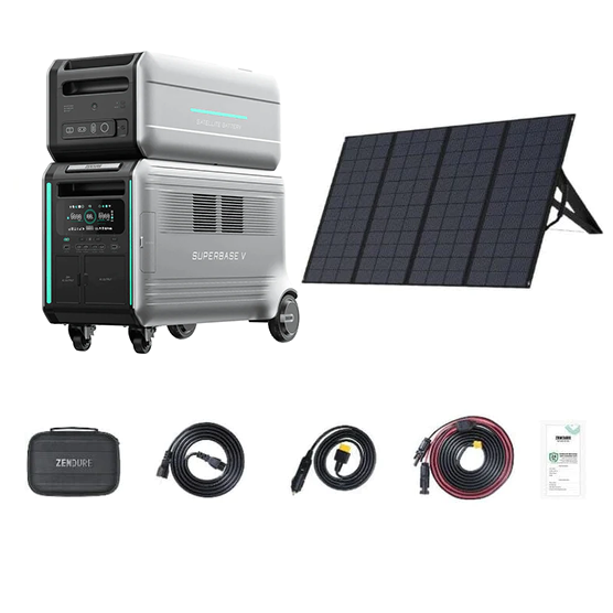 Buy Zendure Superbase V 12,876Wh / 3,800W Semi-Solid State Portable Generator Kit | SuperBase V6400 + Satellite Battery B6400 + 400W Solar Panel