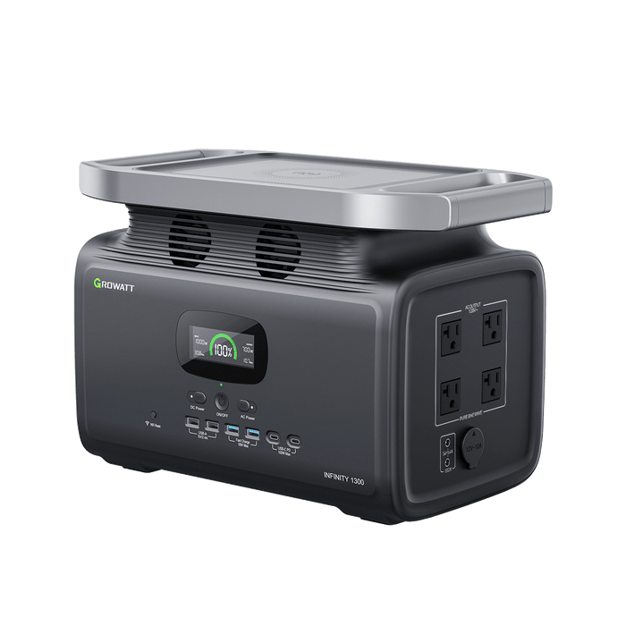 Growatt 1382Wh / 1800W LiFePO4 Portable Solar Generator | INFINITY 1300 + 200W Solar Panels Available Now