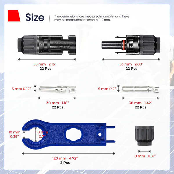 BougeRV 44PCS Solar Connector with Spanners IP67 Waterproof Male/Female | ISE019 Highlights