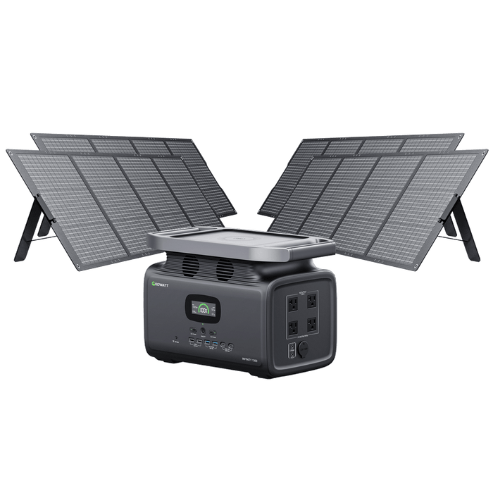 Buy Growatt 1382Wh / 1800W LiFePO4 Portable Solar Generator | INFINITY 1300 + 200W Solar Panels (4 x 200W)