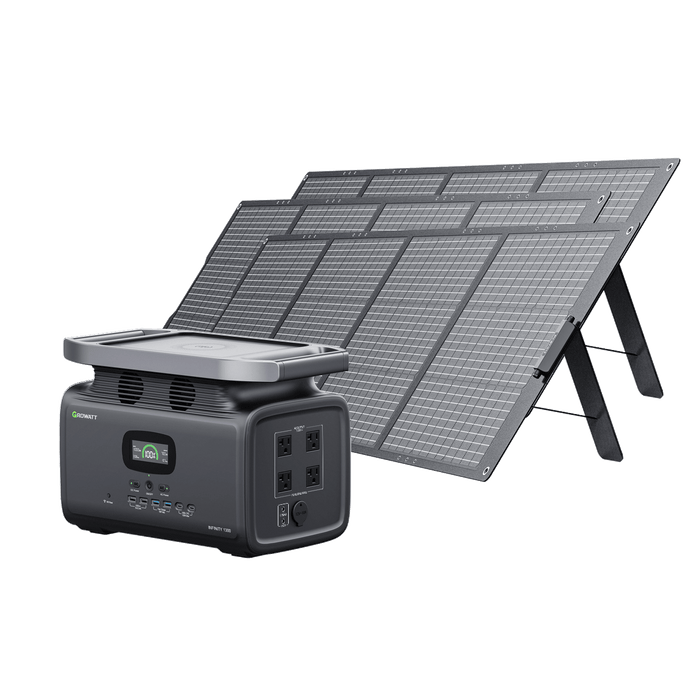 Buy Growatt 1382Wh / 1800W LiFePO4 Portable Solar Generator | INFINITY 1300 + 200W Solar Panels (3 x 200W)