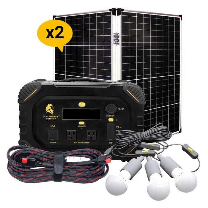 Buy Lion Energy Summit - 665Wh 530W LiFePO4 Portable Generator Kit | 50170208 (2 Solar Panels (12V / 100W) And 1 Light String)