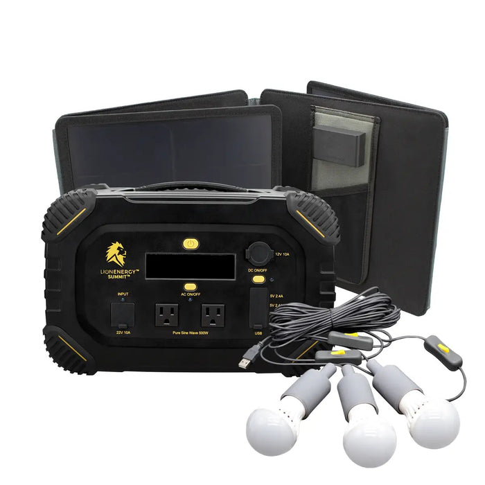 Buy Lion Energy Summit - 665Wh 530W LiFePO4 Portable Generator Kit | 50170208 (1 Solar Panel (12V / 100W) And 1 Light String)